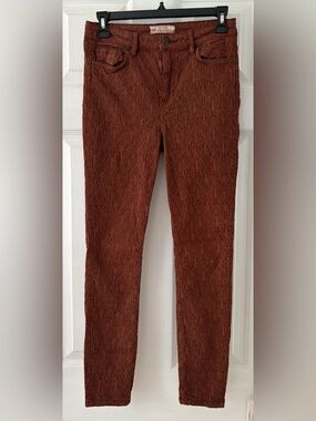 Free People Rust Brown Textured Skinny Jeans